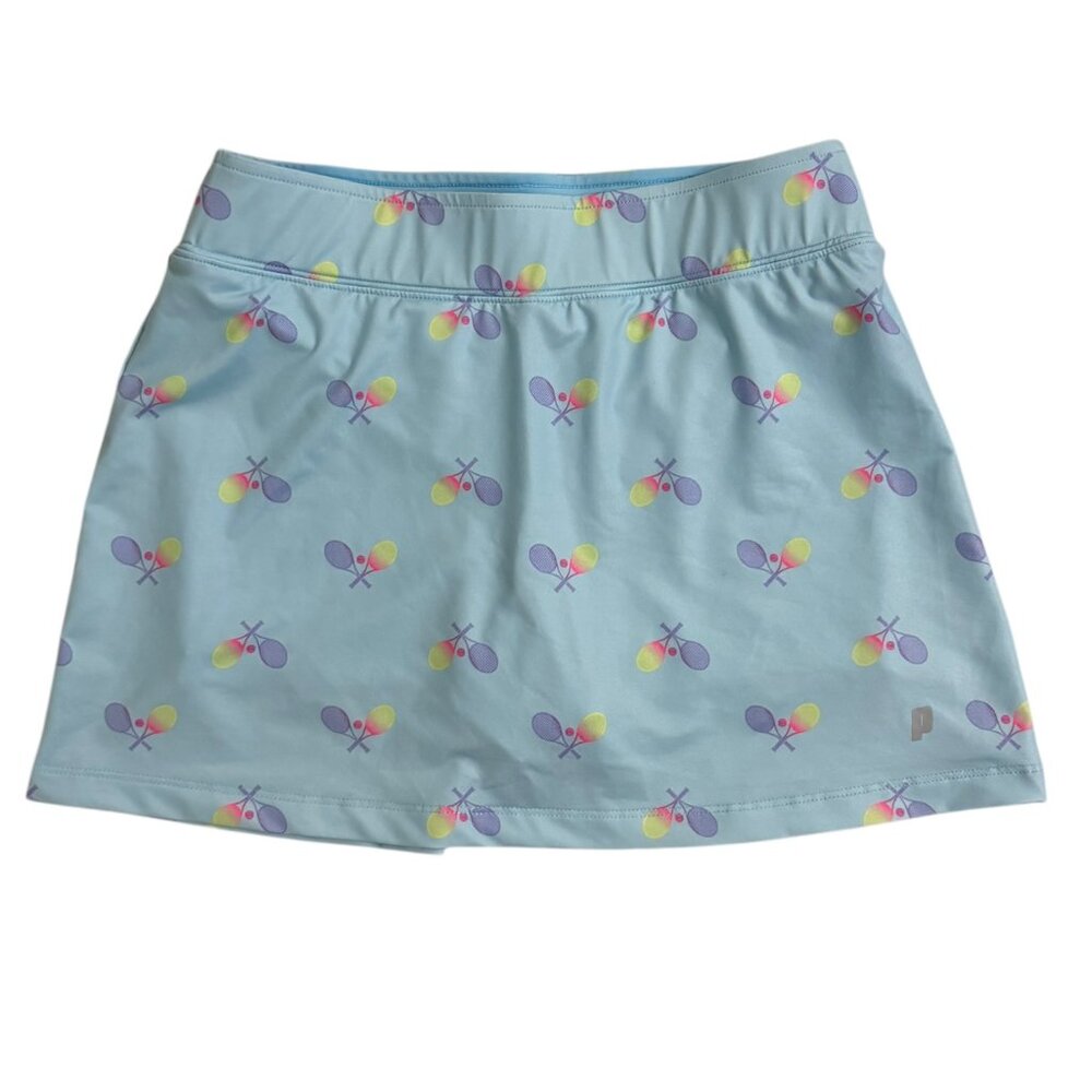 Prince Girls Tennis Skort Blue Racquet‎ Print Athletic Skirt Size M